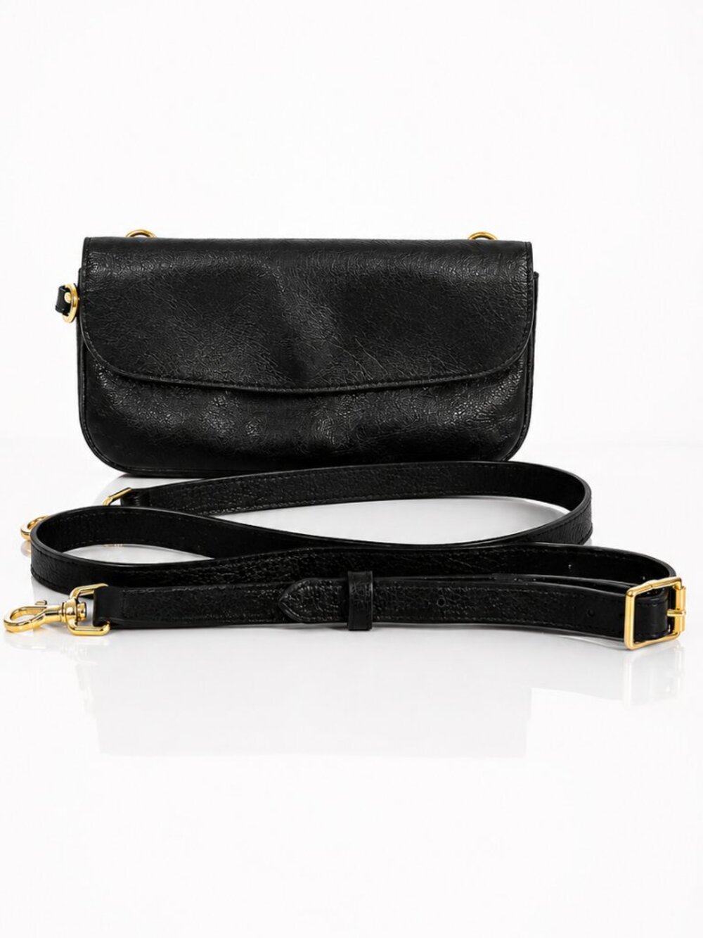 LEVENGER Black Leather Convertible Travel Wallet Pouch Bag